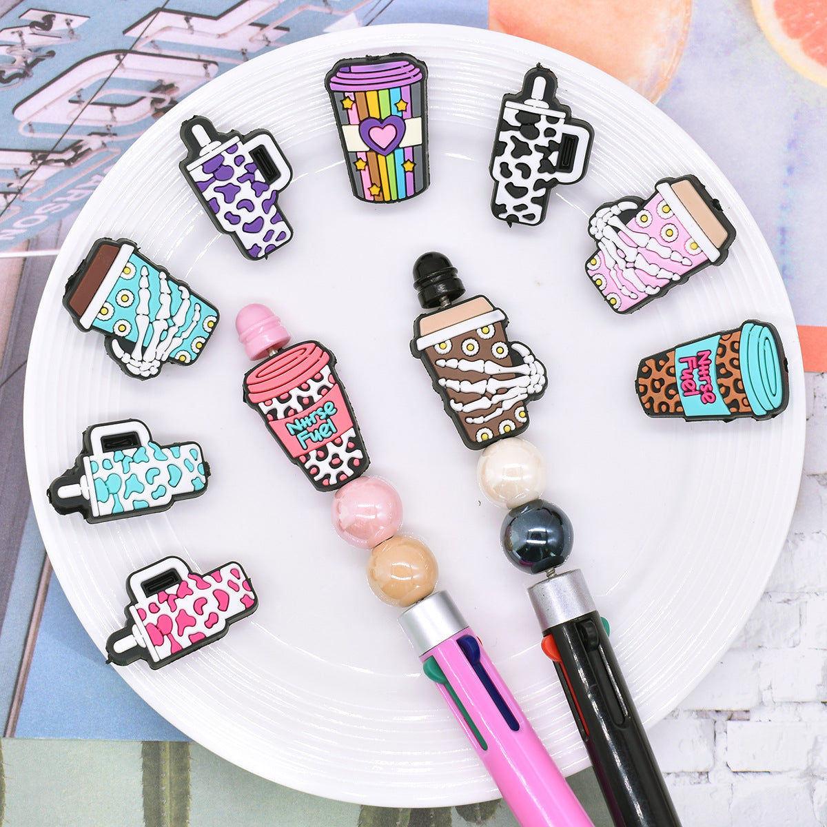 Wholesale Random100pcs/pack DIY Leopard Print Series High-Value Beaded Pen